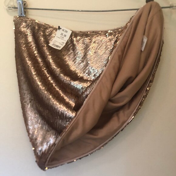 NWT Akira Chimera rose gold sequined mini skirt sz L - Picture 5 of 8